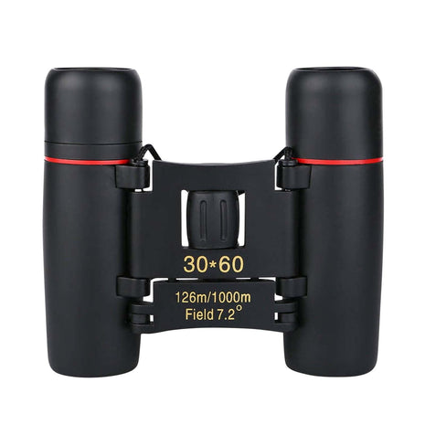Folding Roof Prism Binoculars 30×60 – 10× Magnification – Compact Wide-Angle Travel Scope – Black – Field 7.2°