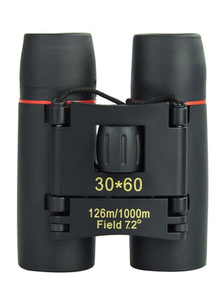 Folding Roof Prism Binoculars 30×60 – 10× Magnification – Compact Wide-Angle Travel Scope – Black – Field 7.2°