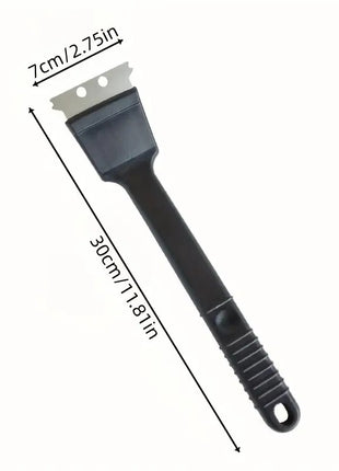 Braai Grill Brush and Scraper 30 cm – Stainless Steel Blade + Firm Bristles – Anti-Slip Handle – Black.