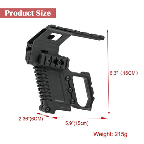 Pistol Carbine Rail Kit for G17/G18/G19 – Nylon Tactical Mount System – Lightweight Black