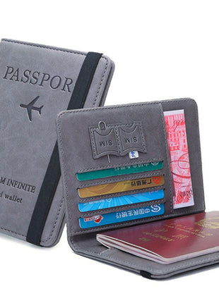 PU Leather RFID Passport Holder – 14.4×10.5×1.4 cm – 4 Card + 2 SIM + 3 Pockets – Coffee / Grey / Pink / Black
