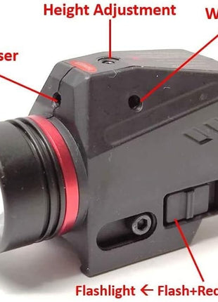 Tactical Flashlight Laser Combo – 200 Lumen LED + Class IIIA Red Laser – Picatinny Mount – Fits Glock Gen 3