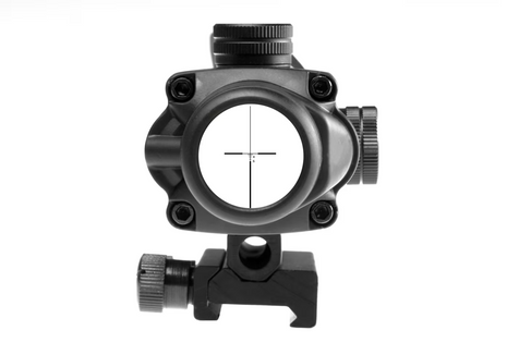Illuminated Tactical Rifle Scope 4x32 Red Fiber Optic Sight – ACOG Style – Matte Black – Picatinny Mount