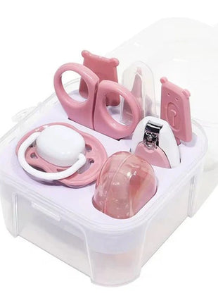 Baby Grooming Kit 7-Piece – Safe Manicure Set with Pacifier & Brush – Pink or Blue