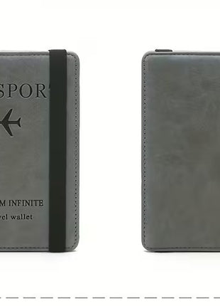 PU Leather RFID Passport Holder – 14.4×10.5×1.4 cm – 4 Card + 2 SIM + 3 Pockets – Coffee / Grey / Pink / Black