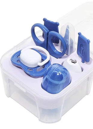 Baby Grooming Kit 7-Piece – Safe Manicure Set with Pacifier & Brush – Pink or Blue