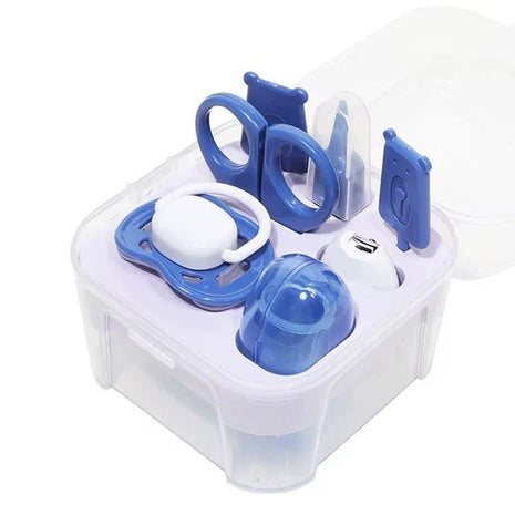 Baby Grooming Kit 7-Piece – Safe Manicure Set with Pacifier & Brush – Pink or Blue