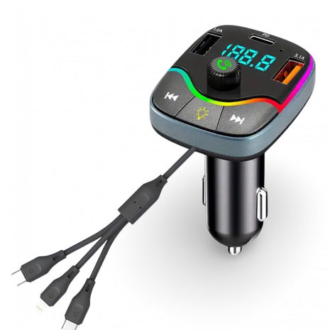 Wireless FM Transmitter Car MP3 Player – Bluetooth, Dual USB, Type-C, LED