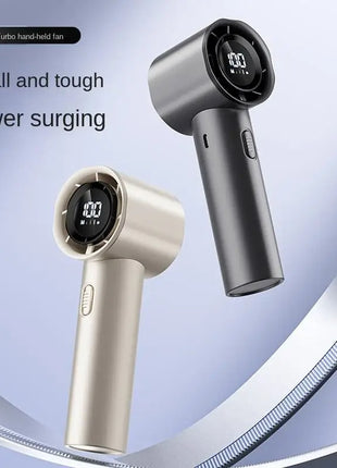Handheld Fan 3-Speed Portable with Digital Display, Vortex Airflow, USB-C Rechargeable, Charcoal