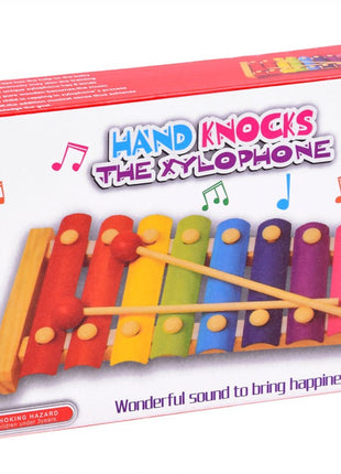 Wooden Xylophone Toy 24cm – 8-Note Rainbow Bars – Metal Keys + 2 Mallets – Multicolor
