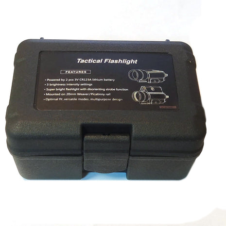 Tactical LED Flashlight 500 Lumens – 3 Light Modes – Aluminum Body – Rail Mount – Black NO6016