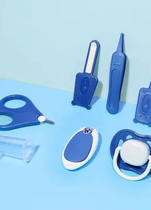 Baby Grooming Kit 7-Piece – Safe Manicure Set with Pacifier & Brush – Pink or Blue