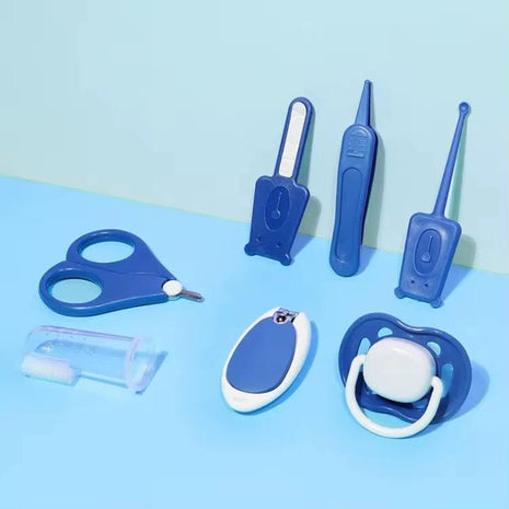 Baby Grooming Kit 7-Piece – Safe Manicure Set with Pacifier & Brush – Pink or Blue