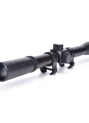 Rifle Scope 4x20 Fixed Magnification with Mount Rings and Lens Caps – Lightweight Plastic Optic