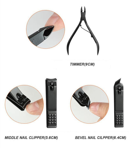 16 Piece Nail Clipper Stainless Steel Nail Care Tool Sets-Brown