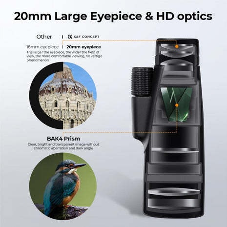 Monocular Telescope 12×50 HD with BAK-4 Prism FMC Optics – Waterproof, Fog-Resistant, Tripod Mount – Black
