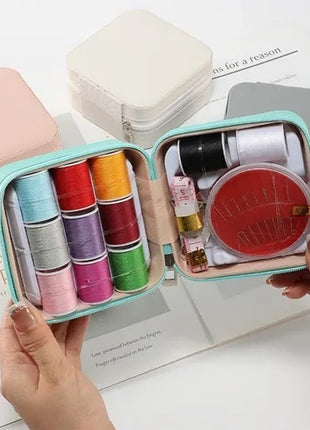 46-Piece PU Leather Sewing Kit – Travel & Home Repair Set – Multi-Colour Threads