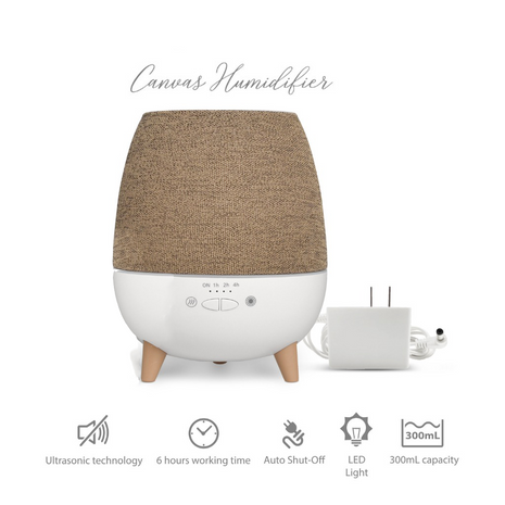2-in-1 Ultrasonic Aroma Diffuser 300ml – ABS Humidifier with LED Night Light – Brown Fabric Finish