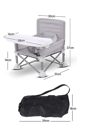 Portable Foldable Baby Chair with Detachable Tray & Safety Belt