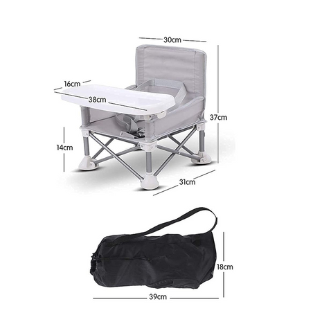 Portable Foldable Baby Chair with Detachable Tray & Safety Belt