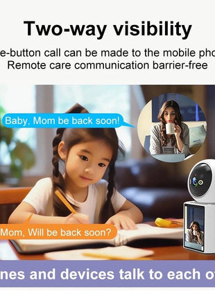 360° Indoor Security Camera 1080p HD + 2.8" IPS Screen | Motion Tracking | Night Vision | White Glossy | PTZ Wi-Fi Baby Monitor