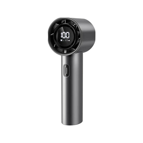 Handheld Fan 3-Speed Portable with Digital Display, Vortex Airflow, USB-C Rechargeable, Charcoal