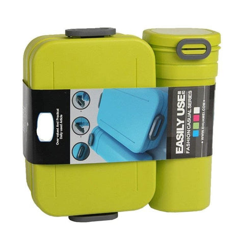 2‑Compartment Leakproof Lunchbox & Water Bottle Set – BPA‑Free PP – 19×12×6.5 cm + 7×8×8 cm – Green
