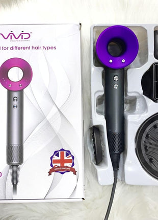 Hair Dryer 2000 W ABS Supersonic‑Style Purple with Attachments