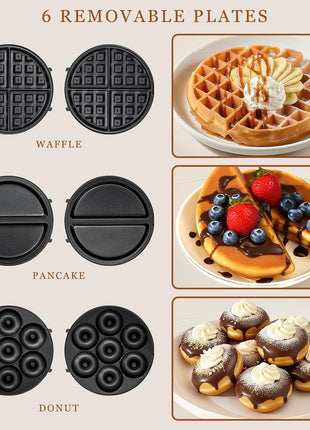 1000W Non-Stick 7-Cavity Donut Maker with Cool-Touch Housing and Indicator Lights for Home Baking