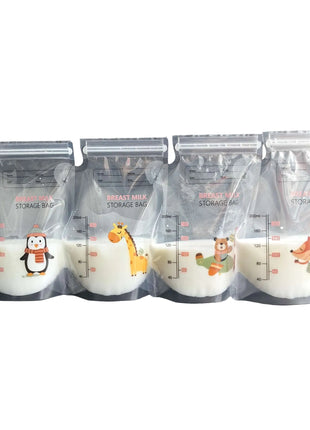 200ml Breast Milk Storage Bag – Food Grade Spout Pouch with Zip Lock – Cartoon Print – Writable Label