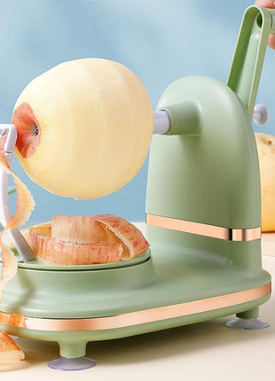 Manual Fruit Peeler with Adaptive Blade, Hand Crank, Suction Base