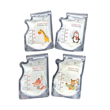 200ml Breast Milk Storage Bag – Food Grade Spout Pouch with Zip Lock – Cartoon Print – Writable Label
