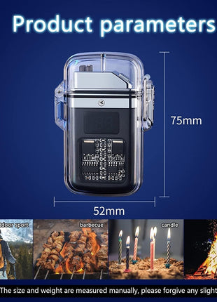 USB Rechargeable Dual Arc Plasma Flashlight Lighter – 2-in-1 Waterproof Windproof LED Light – ABS Plastic