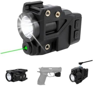 Tactical Weapon Light 500 Lumens + Adjustable Blue Laser – 6 Modes LED Flashlight – Magnetic USB Rechargeable, Rail Mount