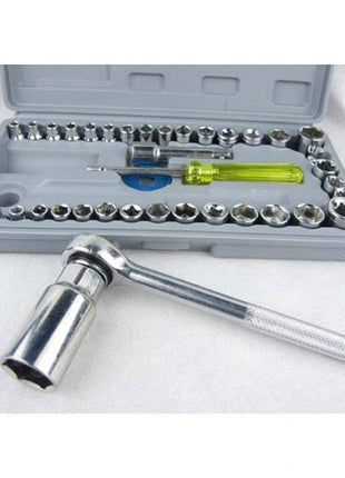 40-Piece Socket Wrench Set – 1/4" & 3/8" Drive – Metric & SAE – Chrome Carbon Steel – With Storage Case