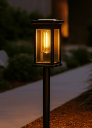 Solar Powered LED Pathway Garden Light IP65 Waterproof Auto On/Off Adjustable Height Outdoor Lawn & Patio Light