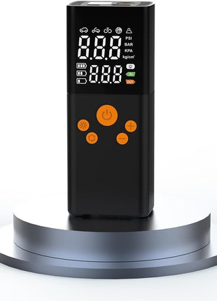 Digital Tyre Inflator Pump 150 PSI – 12V Powered – Multi-Nozzle Kit – LED – Black