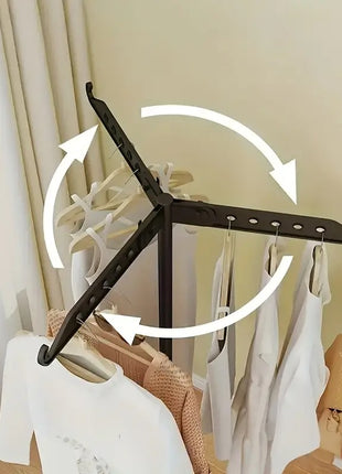 Freestanding Clothes Drying Rack 136.5cm – Foldable Laundry Stand with 360° Rotating Arms – Indoor Outdoor Garment Hanger, Black