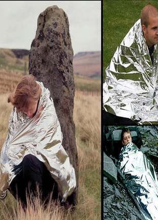 Emergency Thermal Blanket 130×210cm – Waterproof Mylar Survival Bag – Silver Reflective, Compact & Lightweight