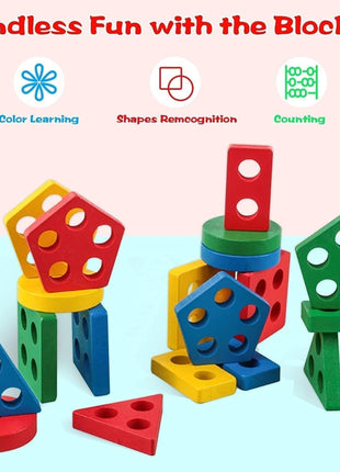Wooden Shape Sorting Toy Board – 21-Piece Eco-Friendly Set – Color Learning & Fine Motor – Multicolor