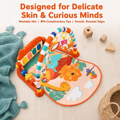 Piano Fitness Rack Baby Play Mat – Multi-Function Orange
