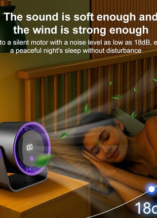 Desktop Cooling Fan 8W – 5-Speed Ultra Quiet with Digital Display – USB-C Rechargeable