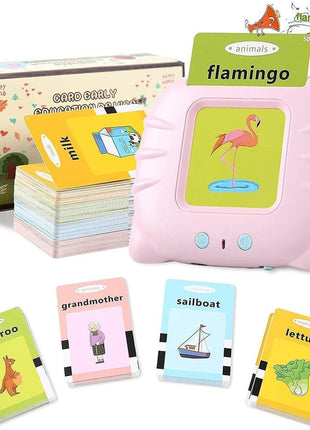 Talking Flash Cards for Kids – 112 Double-Sided Sight Word Cards – 224 Words, 13 Categories, No Screen – Ages 2–6 – Pink