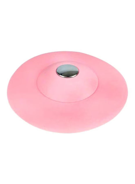 2-in-1 Silicone Sink Drain Stopper & Hair Catcher Universal Bathtub Plug 10cm Leak-Proof Pink