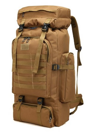 80L Tactical Hiking Backpack – Waterproof 600D Oxford – Khaki