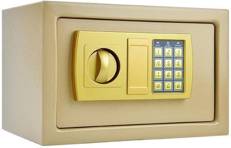 Digital Security Safe, 8.5L Steel Electronic Home Safe with Keypad Lock, Wall-Mountable, 20 x 20 x 31 cm, Override Keys Included Gold