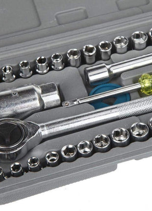 40-Piece Socket Wrench Set – 1/4" & 3/8" Drive – Metric & SAE – Chrome Carbon Steel – With Storage Case