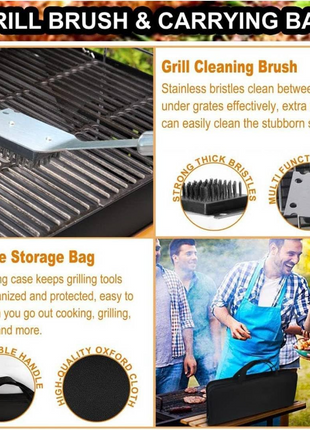 23-Piece Stainless Steel Braai BBQ Tool Set with Carry Case, Skewers, Corn Holders, Grill Accessories & Glove