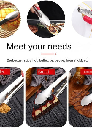 Grill Tongs Stainless Steel 30/35 cm – Heat-Resistant ABS Handle – Lockable Red Grip