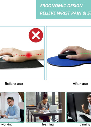 Mouse Pad Gel Wrist Support – Ergonomic Comfort, Non-Slip PU Base, Smooth Fabric –Blue